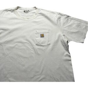 Carhartt Shirt Mens 2XL Tall White Loose Fit Pocket Workwear Logo Heavyweight